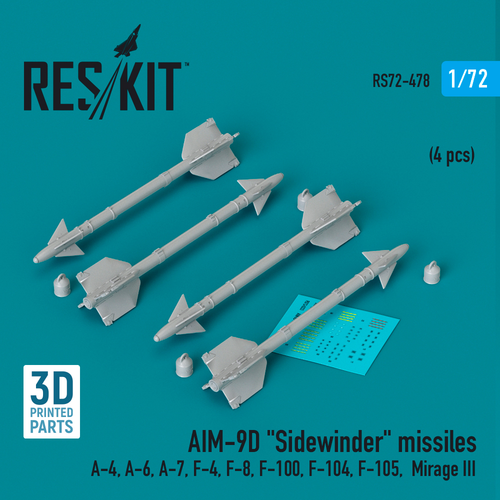 1/72 AIM-9D 'Sidewinder' missiles (4 pcs.)